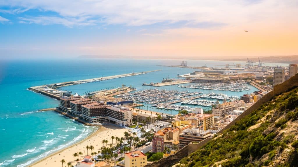 View over Alicante town in Spain from above